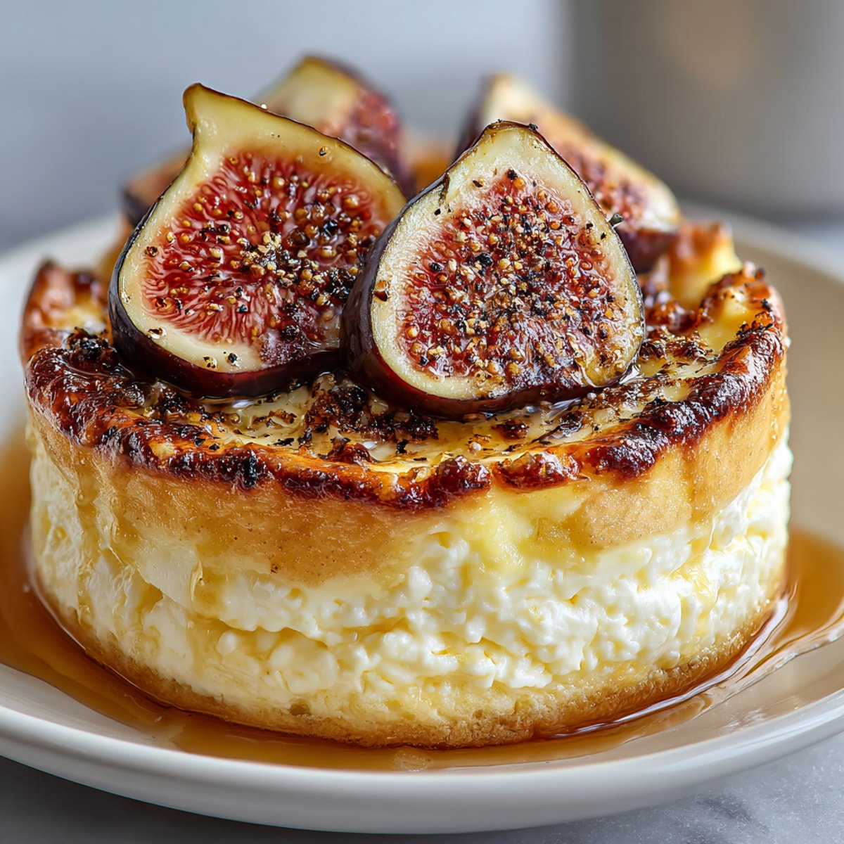 Roasted Ricotta Figs Honey recipe served bubbling hot with caramelized figs and golden cheese.