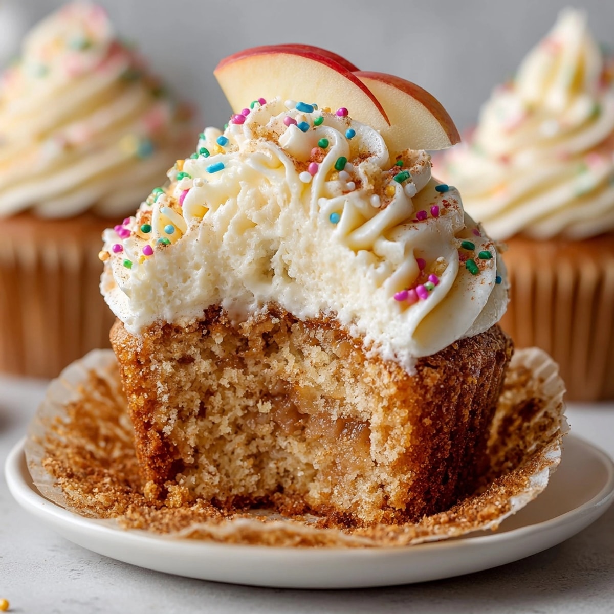 Homemade Sparkling Cider Cupcakes, beautifully decorated for a cheerful holiday gathering dessert.