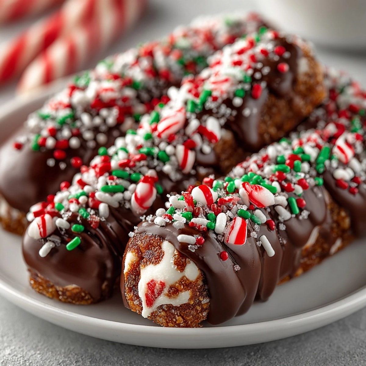 Easy to make Chocolate-Dipped Candy Canes for a delightful Christmas treat or hot cocoa stirrer.