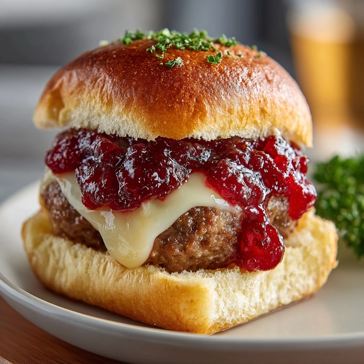 Homemade Cranberry Sauce Meatball Sliders featuring layers of flavors, ideal for holiday appetizers.