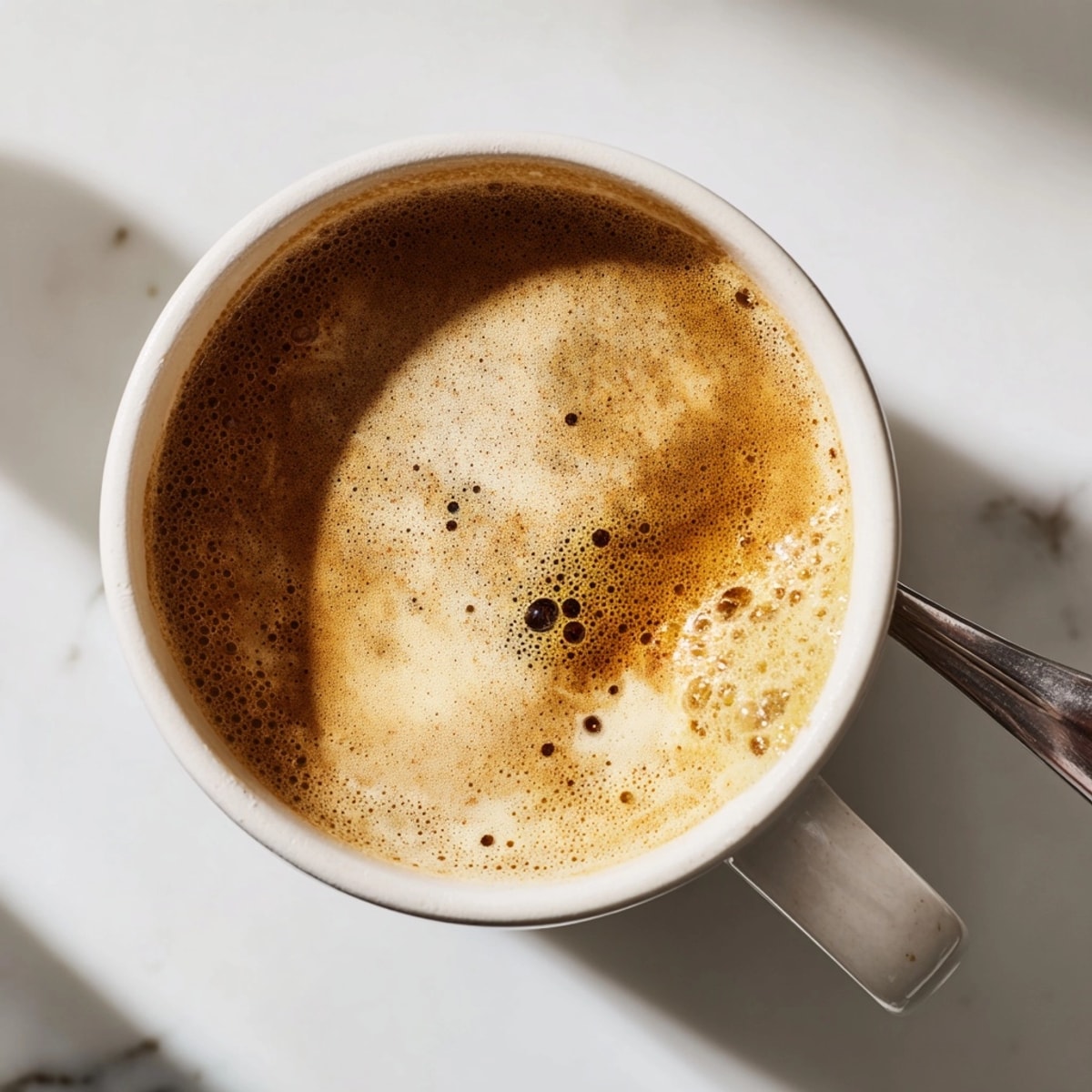 Frothy mug of Bulletproof Coffee blending hot coffee aroma with rich butter notes.