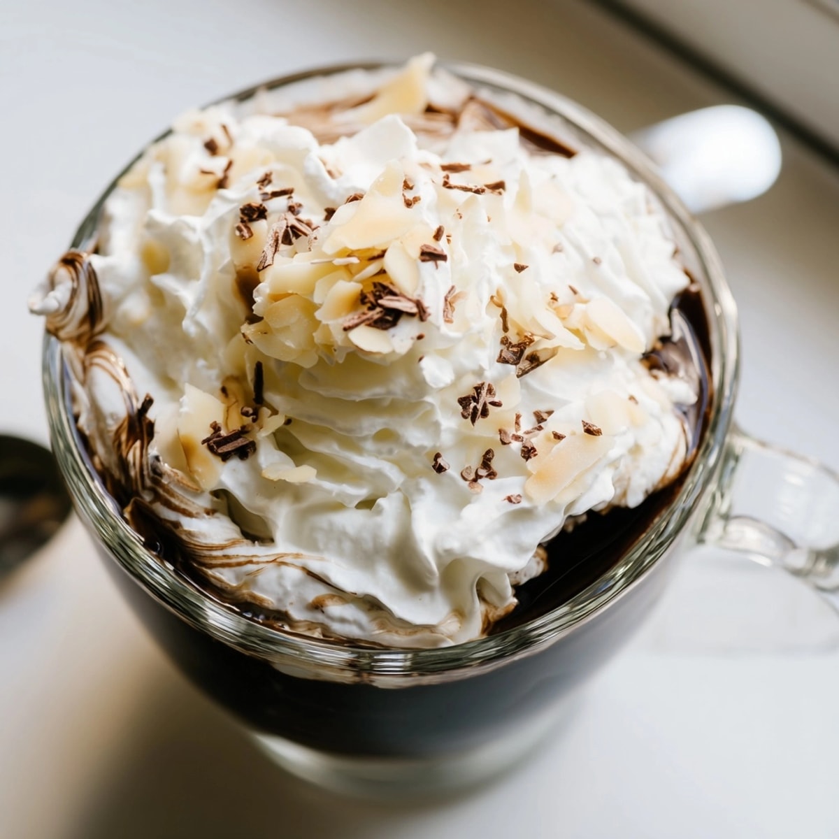 Savor the rich Cafe Amore Cocktail: Boozy coffee with whipped topping and almonds.