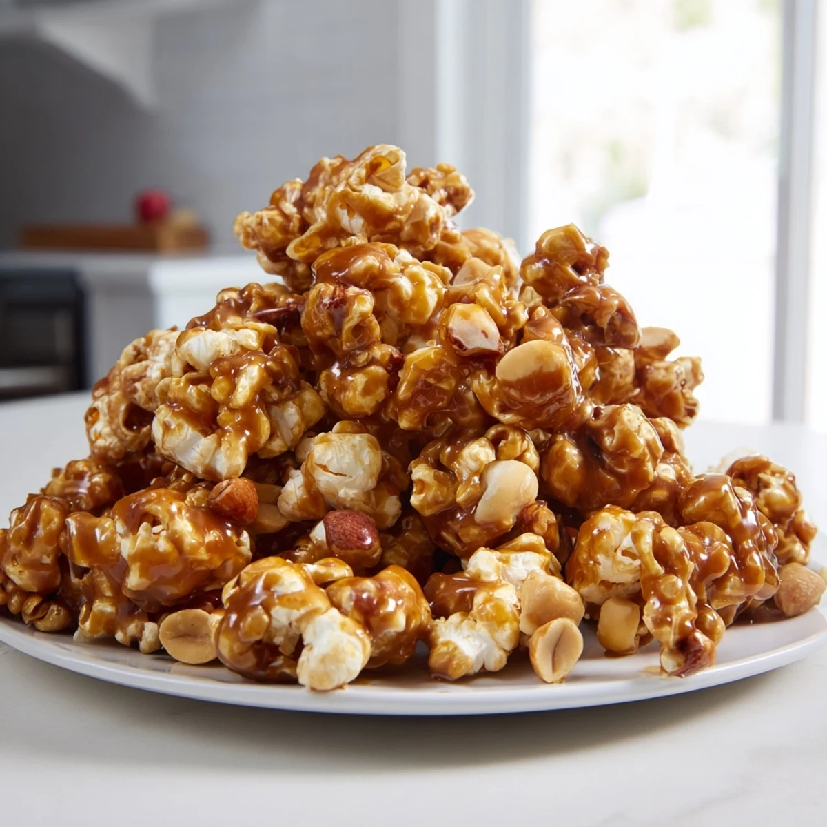 Homemade Caramel Apple Cracker Jacks, a sweet autumn snack with crunchy apple chips.