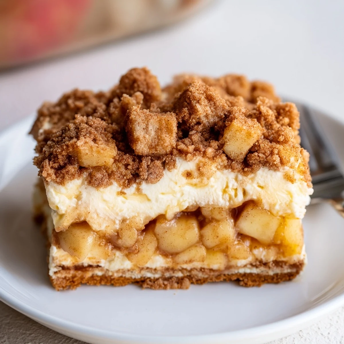 Cinnamon Apple Cheesecake Soda Bars bursting with creamy goodness and warm cinnamon flavor.  