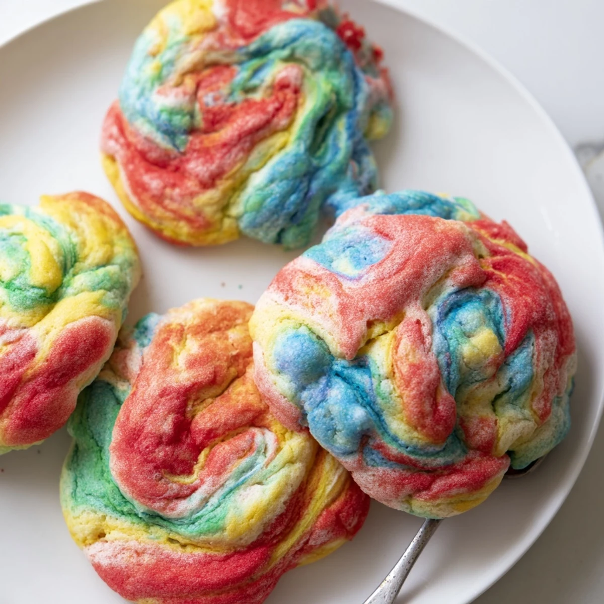 Light and fluffy Cloud Bread Rainbow version, perfect for colorful breakfast treats.  