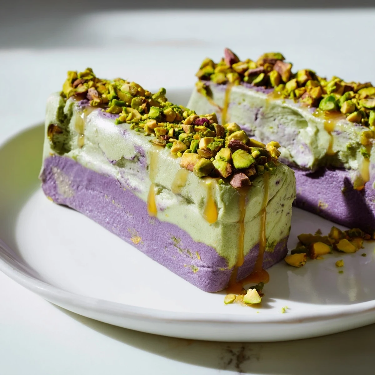 Ube Pistachio Ice Cream Bars