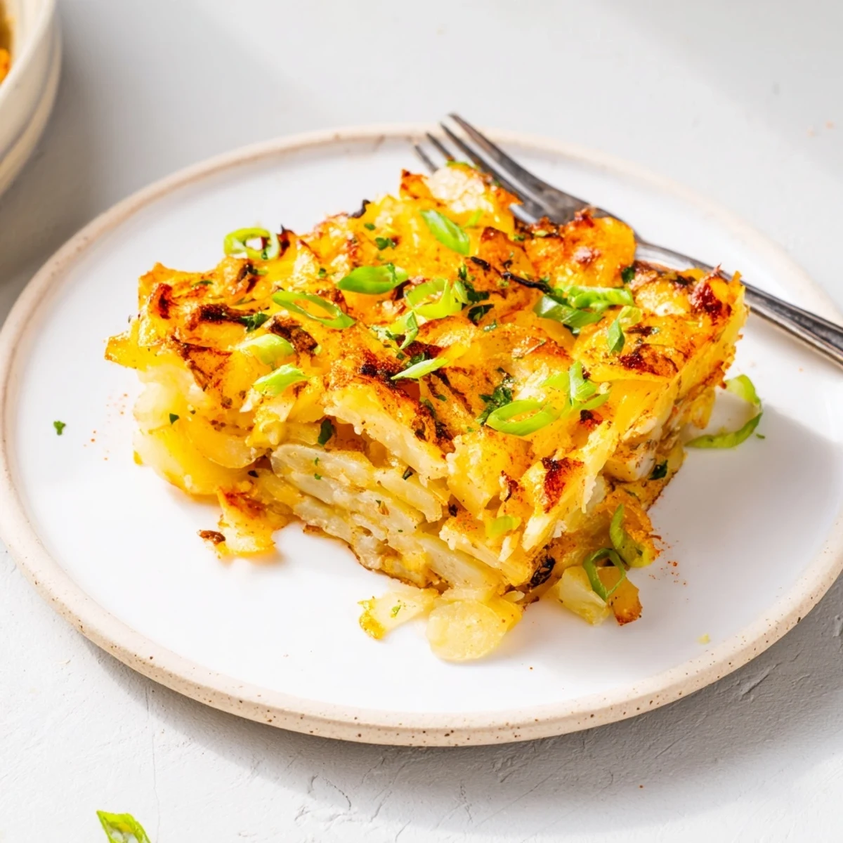 Golden brown smashed green onion potato bombs make a delightful vegetarian appetizer.  
