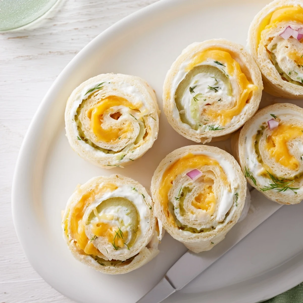Crispy Pickle-in-a-Blanket wrapped in soft tortillas and creamy cheese slices.  
