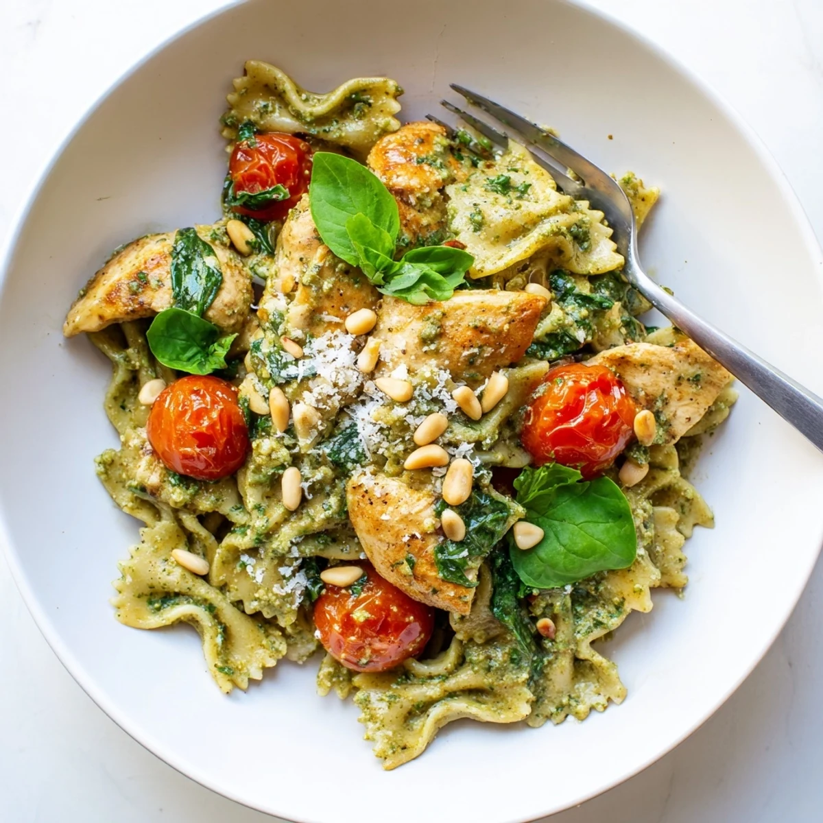 Pesto Chicken Bowtie Pasta