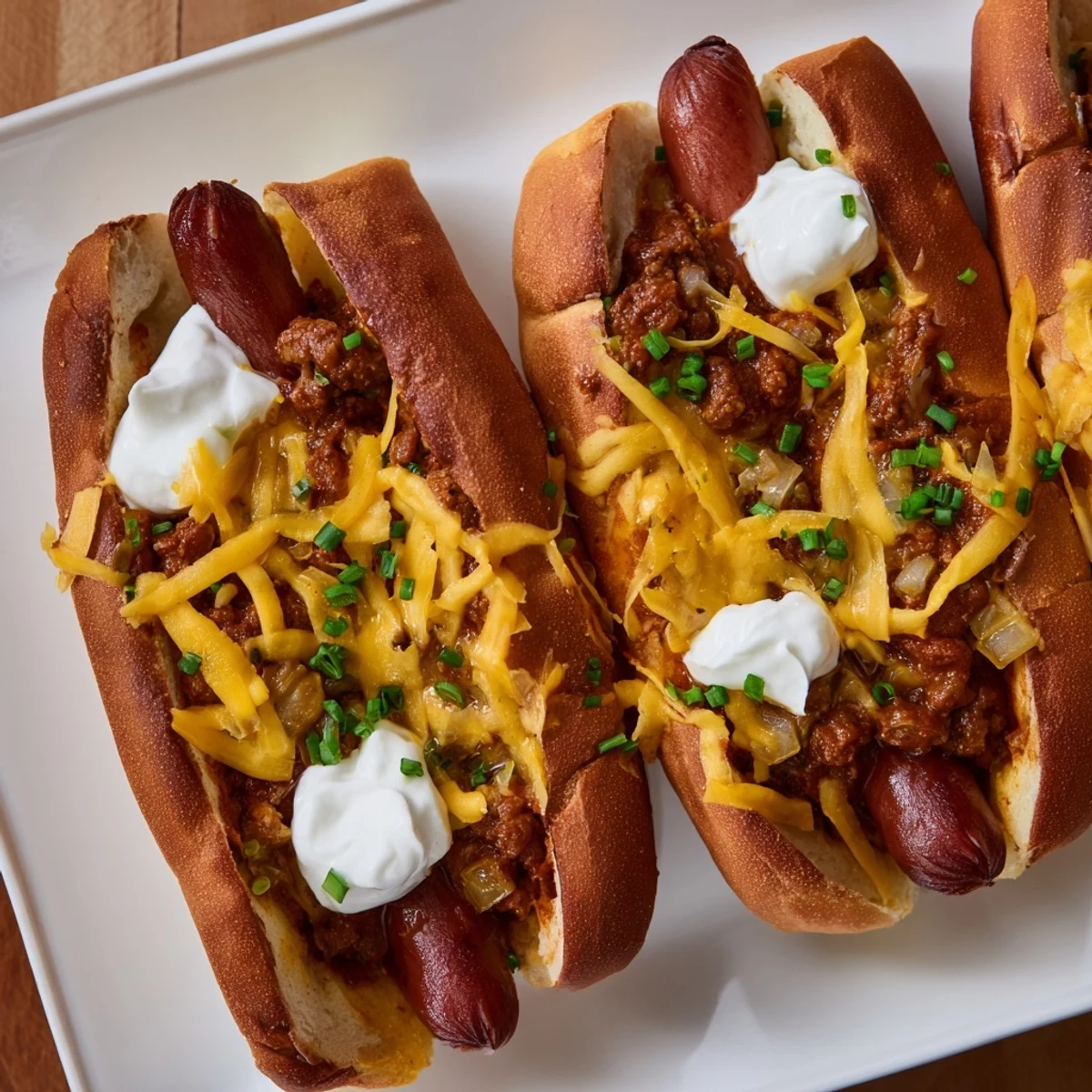 Close-up of a steaming Chili Dog Casserole, a hearty and flavorful American dinner idea.