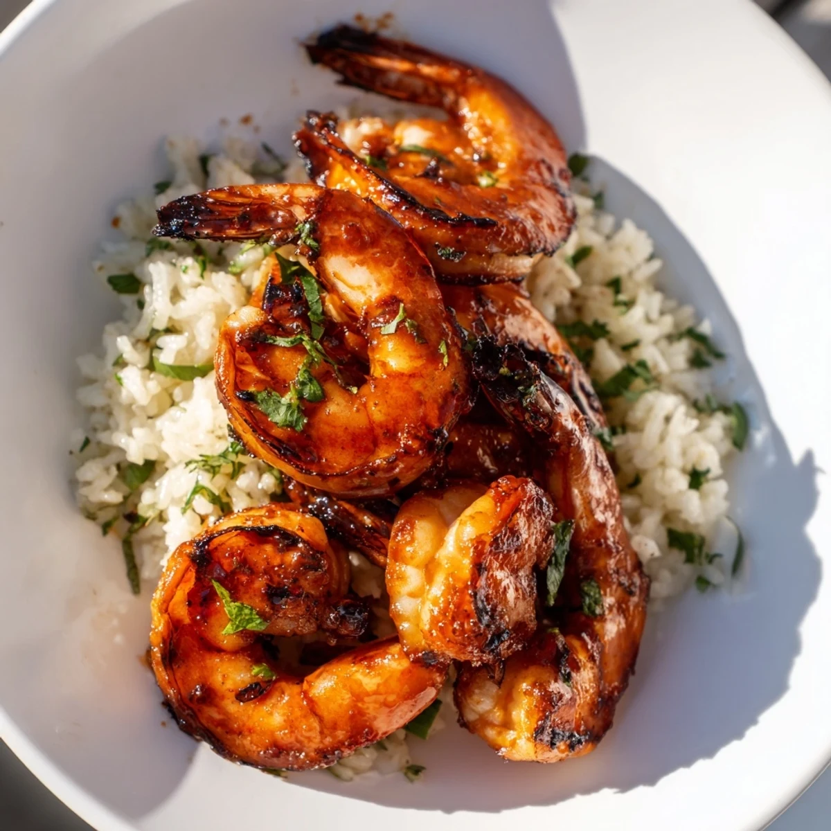 Smoky chipotle-lime marinated shrimp, perfectly grilled and paired with fresh cilantro-lime rice for dinner.