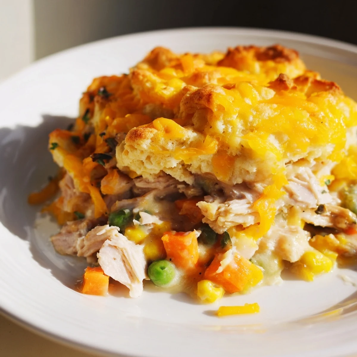 See the steaming, one-pan Chicken Cobbler; a hearty dinner with fluffy cheddar biscuits on top.
