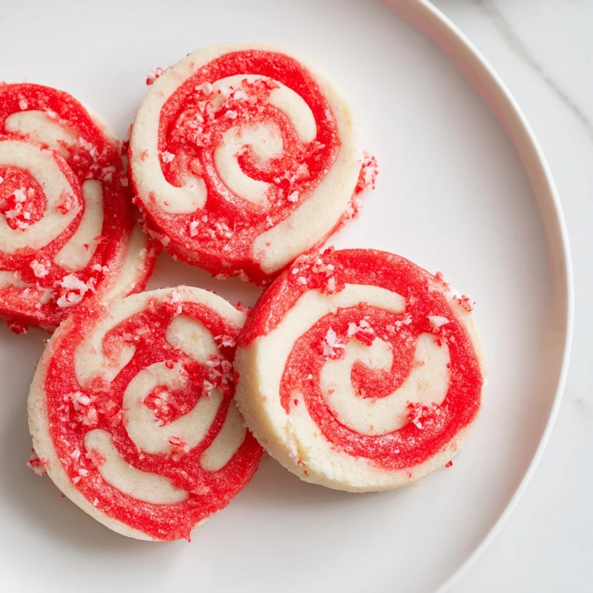 Swirled red and white Candy Cane Pinwheel Cookies, perfect for holiday baking, offer a sweet peppermint aroma.