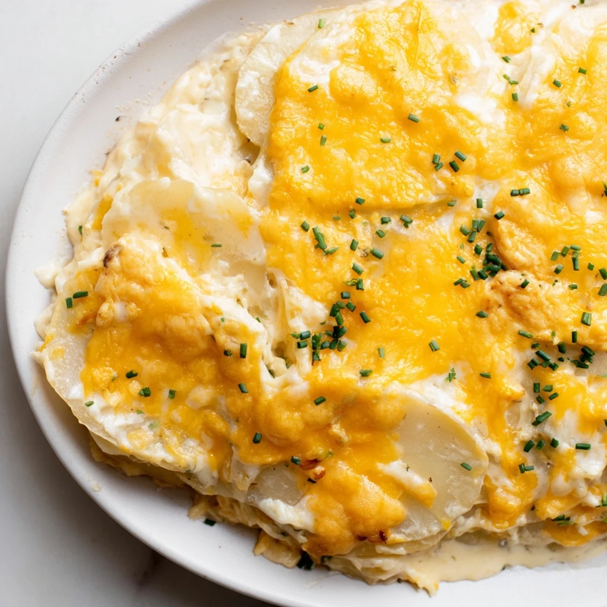 Tender potato layers drenched in a creamy sauce, our classic Cheesy Scalloped Potatoes recipe.