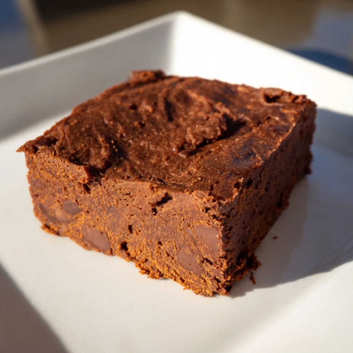 These decadent Pumpkin Workout Brownies present a rich, dark color and a wonderfully moist texture.