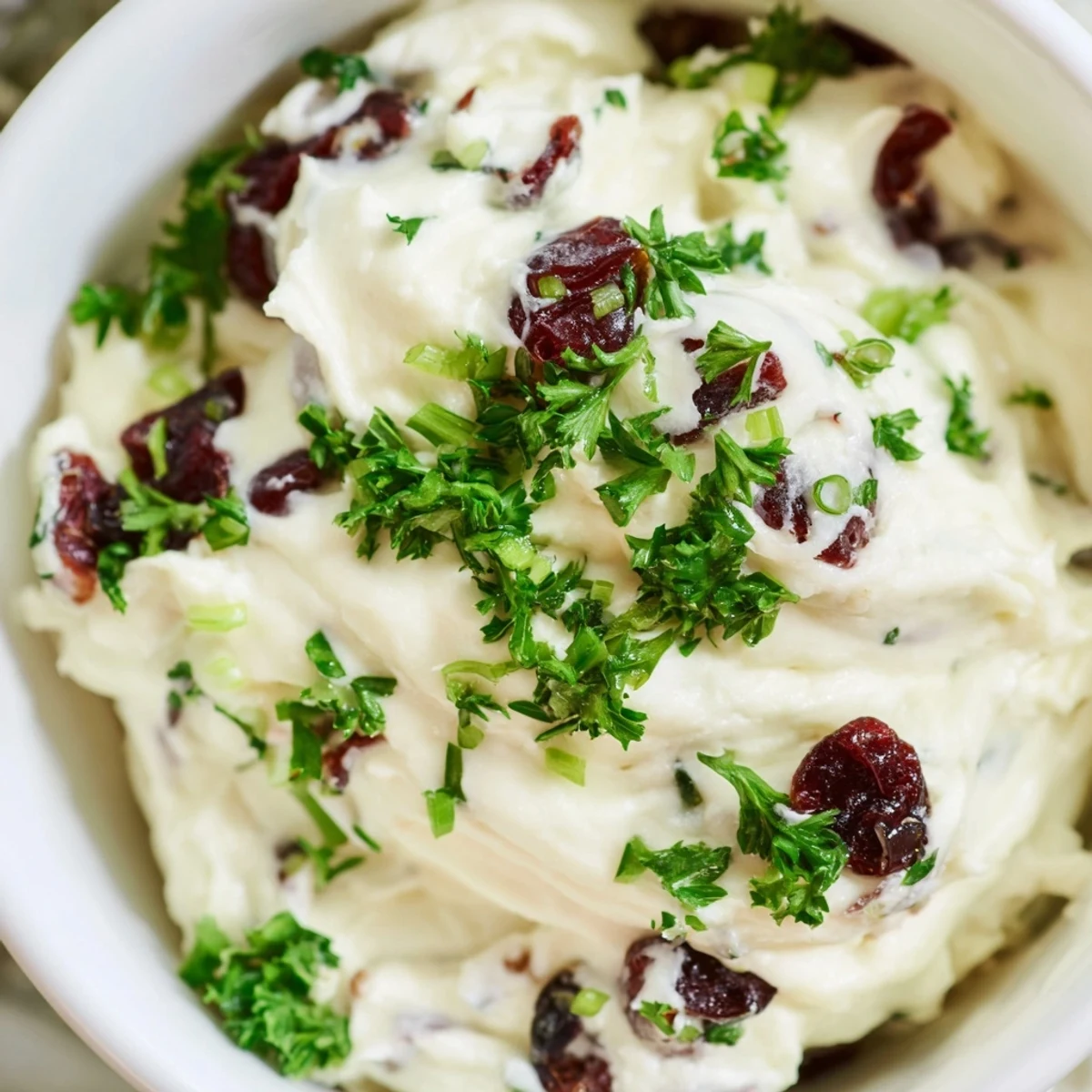 Creamy Lightened Holiday Cream Cheese Dip, ready to serve with crackers, boasting vibrant red cranberries.