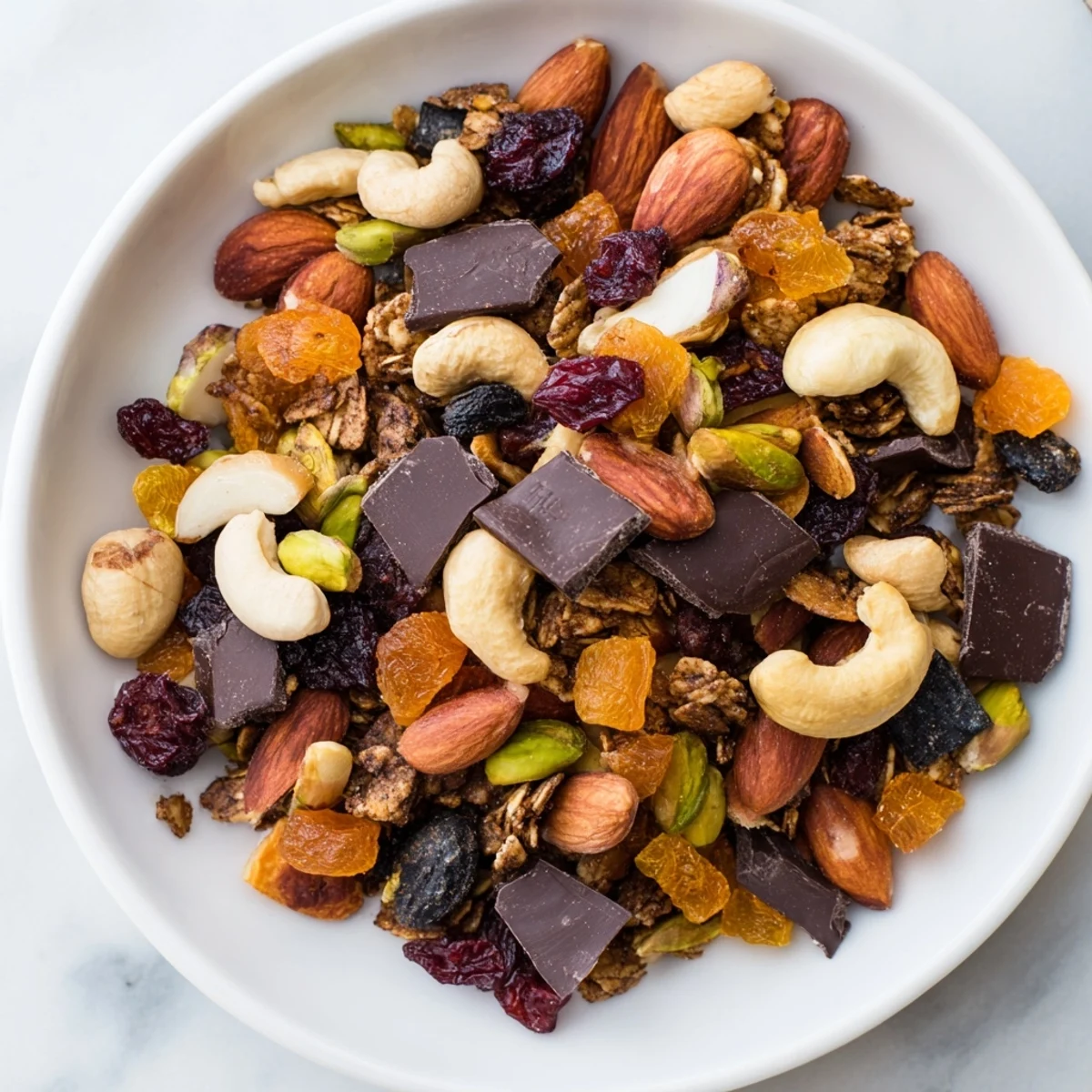 Mountain High Adventure Snack Mix with a vibrant mix of nuts, fruits, and chocolate, ready to enjoy.