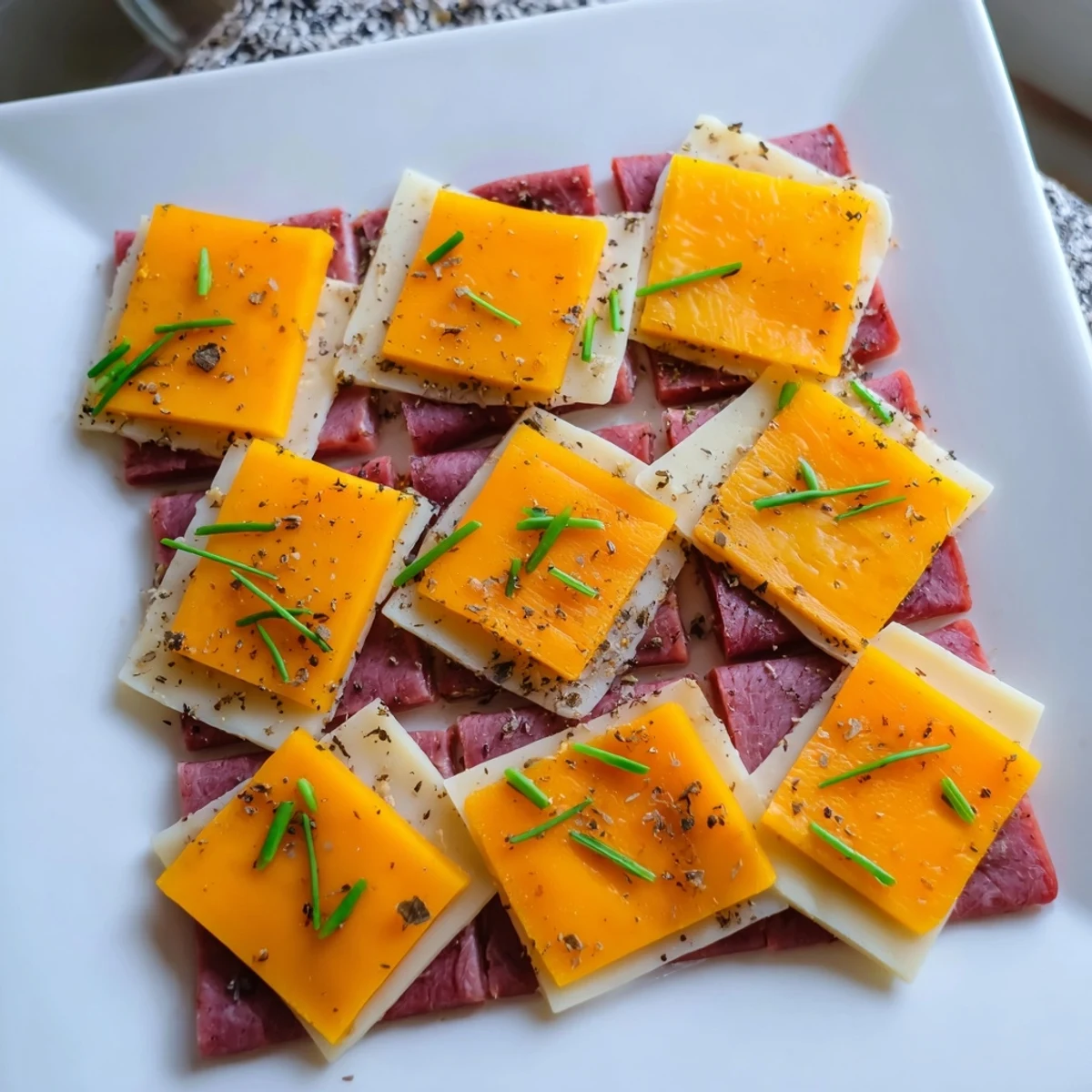 Gluten-free Checkerboard Picnic Bites presented on a serving platter, ready to enjoy at any outdoor gathering.