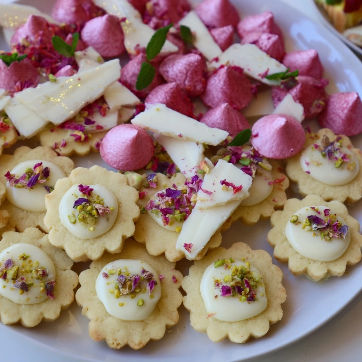 Close-up of a colorful Daisy Chain Dessert Tray presentation of sweet, bite-sized treats to enjoy.