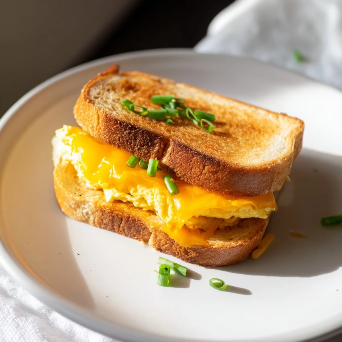 Golden, cheesy One-Pan Egg Breakfast Sandwich, a quick and easy start to a busy morning's meal.