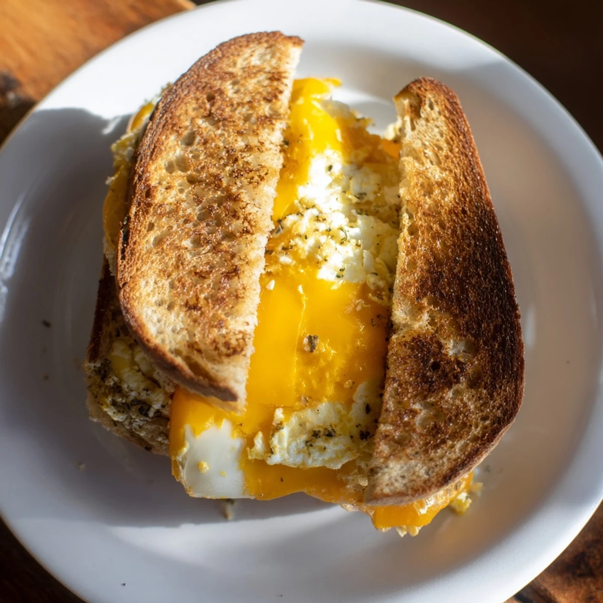 Imagine thick-cut sourdough: a decadent Feta Fried Eggs Grilled Cheese, oozing with cheese.