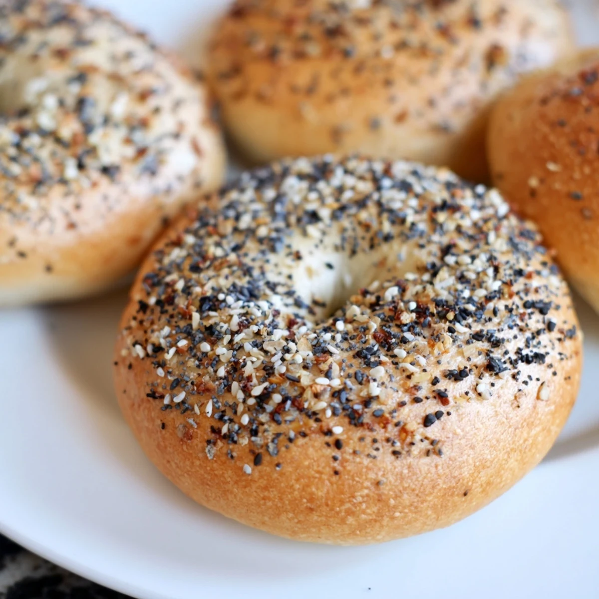 Golden-brown Everything Bagel Yogurt Bagels, fresh from oven, ready for a delicious breakfast.