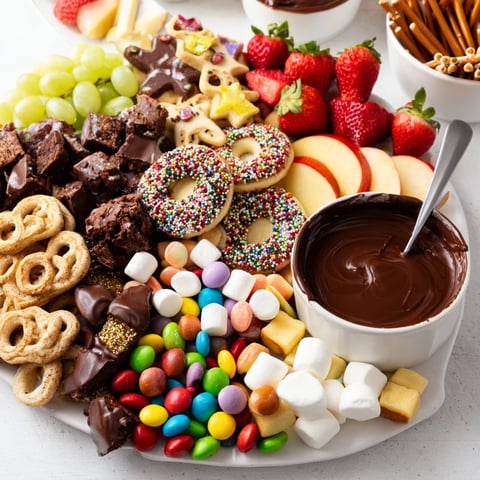 A colorful dessert board with themed snacks for festive gatherings.  