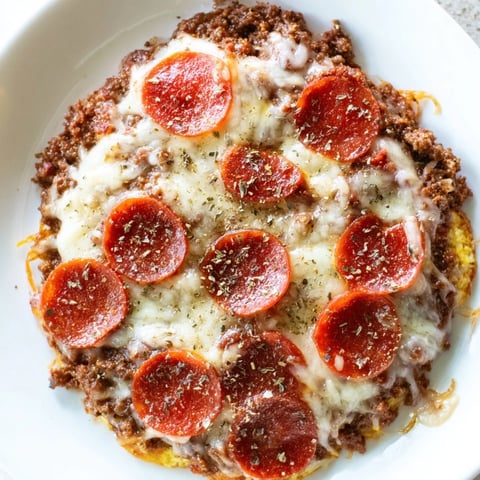 A bubbly, cheesy Meat Pizza Pepperoni Stack, loaded with spicy pepperoni and savory ground beef.