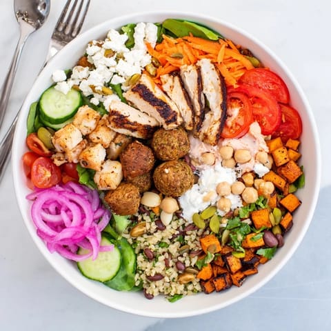 A colorful spread of customizable plates showcasing fresh ingredients and tasty toppings.  