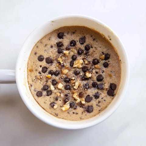 Fluffy and rich chocolate microwaved mug cake, showcasing a perfect single serving dessert experience.