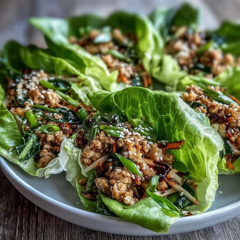 Freshly cooked ground turkey with crisp veggies and sesame seeds, served in butter lettuce cups for Turkey Potsticker Stir-Fry Lettuce Wraps.