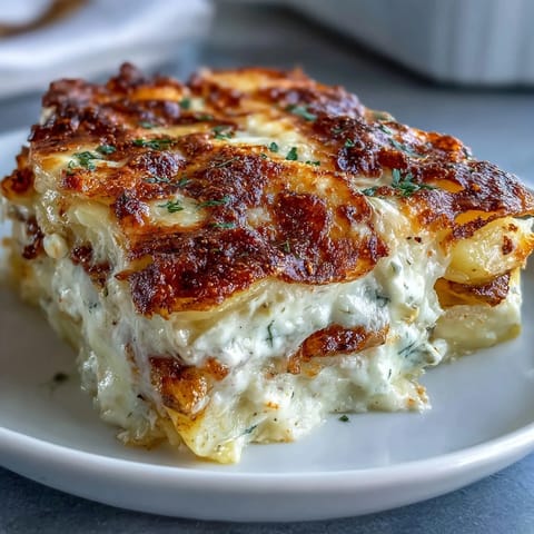 Easy Cheesy Scalloped Potatoes with golden bubbly cheese and tender potato layers, perfect for holiday dinners or Sunday roasts.