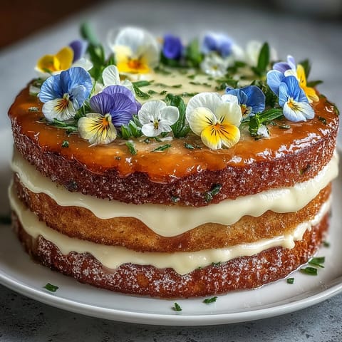 Spring Cake Edible Flowers Lemon