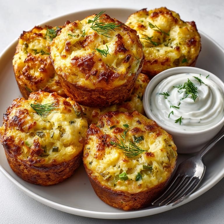 Fluffy and savory Pickle-Fix Egg & Potato Breakfast Muffins, fresh from the oven, ready to enjoy.
