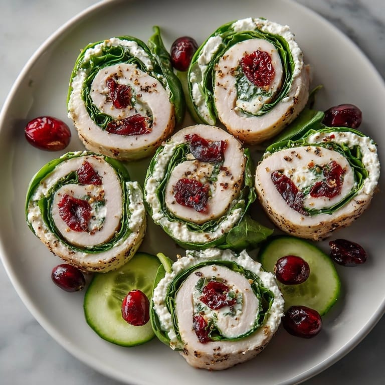 Imagine colorful Cherry-Coded Cranberry Turkey Lunch Roll-Ups: tender turkey, cream cheese, and sweet cranberries.