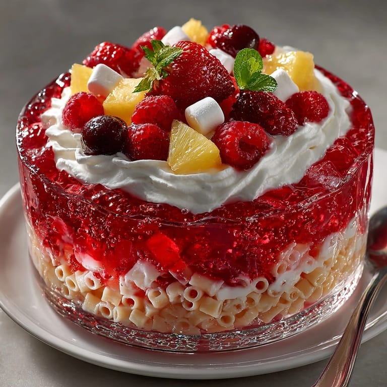 Cool, refreshing Rebel Soda Jello Parfait Pasta Salad is a delightful mix of flavors and textures.