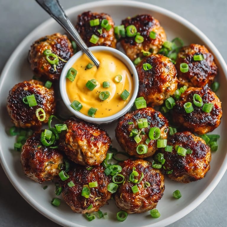 Golden Korean BBQ Meatballs with spicy mayo dip, perfect for parties or game day appetizers.