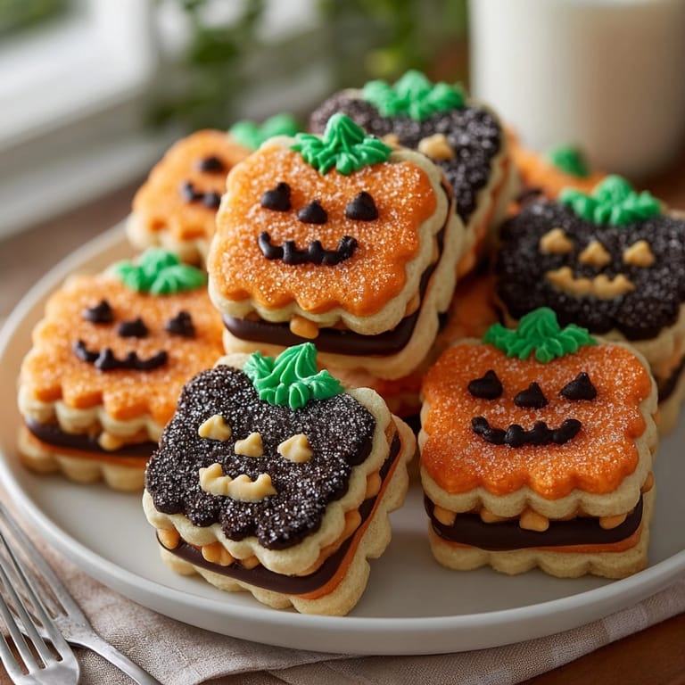 Close-up of gooey Caramel-Filled Jack-o'-Lantern Cookie showcasing its caramel center and festive cutout.