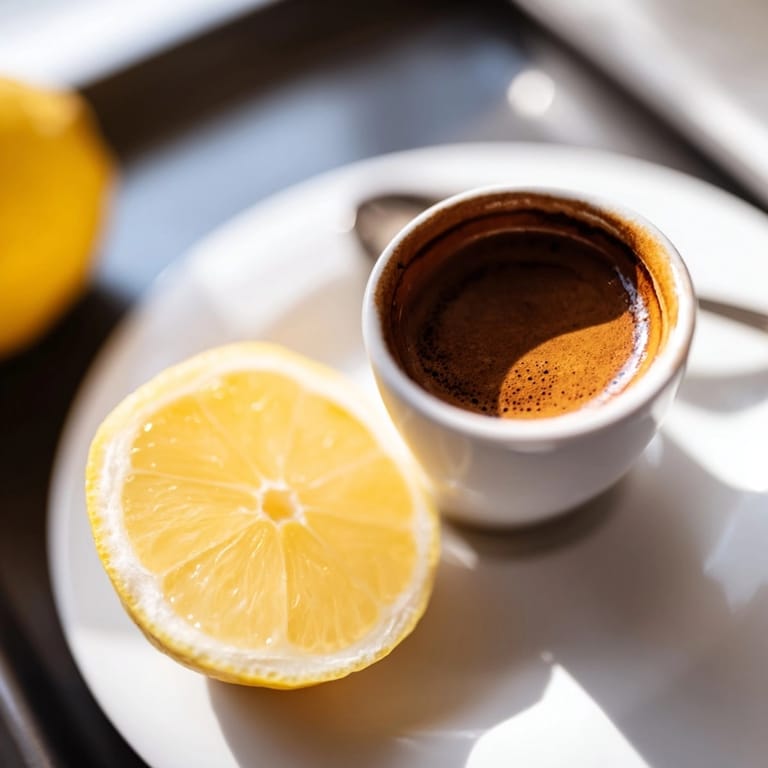 Close up of Espresso Romano highlighting the citrusy aroma ready to drink.