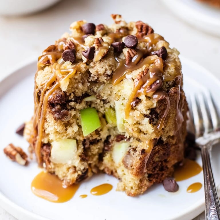 Gooey Monster Caramel Apple Bundt Bars, rich in chocolate and tart apple flavors.  