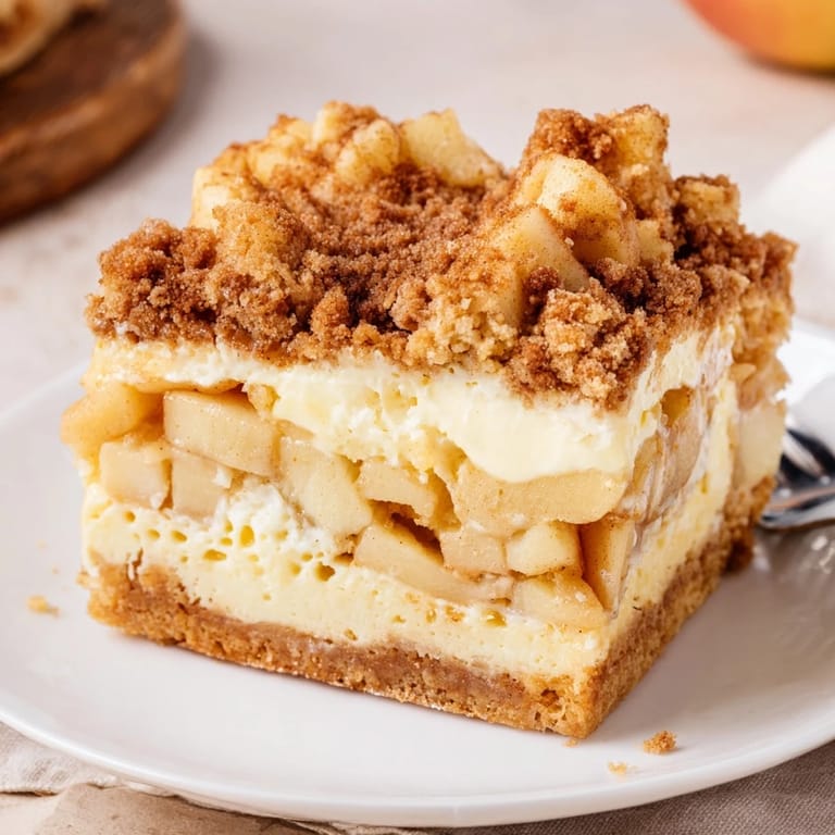 Irresistible Cinnamon Apple Cheesecake Soda Bars served chilled, perfect for any gathering.