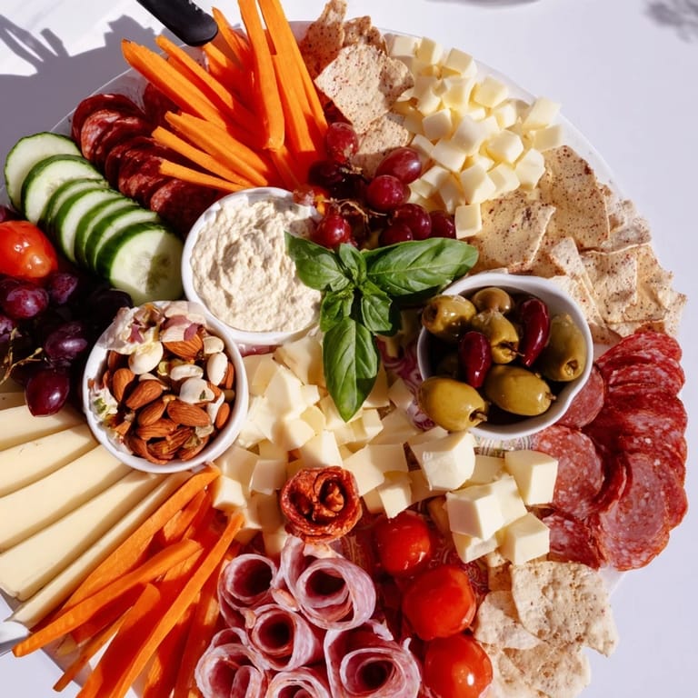 An inviting Girl Dinner Platter with assorted snacks, perfect for sharing with friends.  