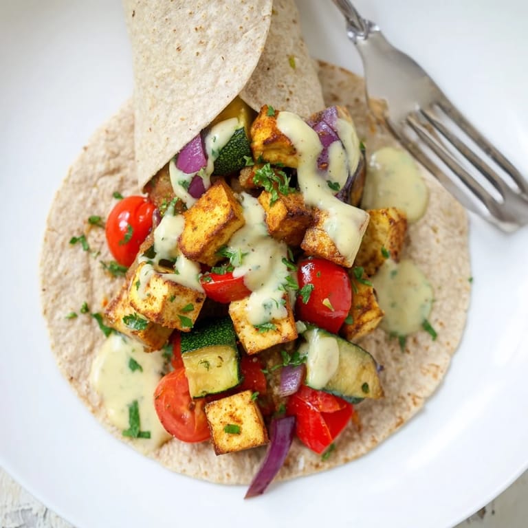 Plant-based Vegan Viral Recipe Re-make with colorful veggies and creamy yogurt sauce.