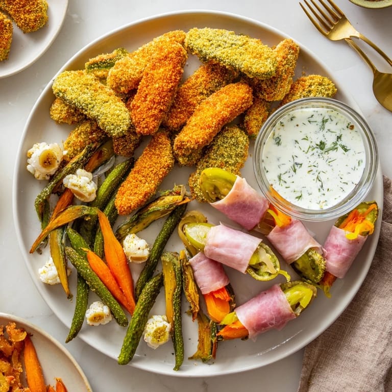 Enjoy a vibrant platter of fried pickles and pickled veggies in a Pickle Lovers Meal.