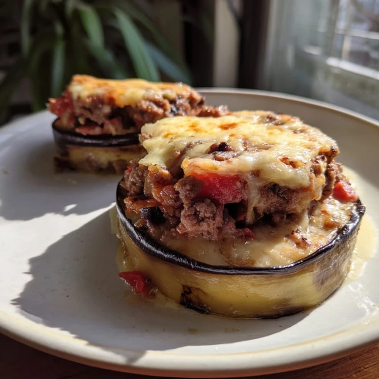 Generous serving of homemade moussaka with a crispy top, ready to enjoy with family tonight.