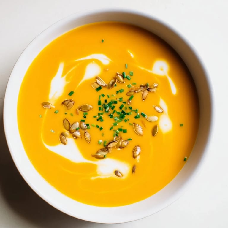 Steaming bowl of Butternut Squash & Pear Soup, perfect for a cozy, flavorful, and heartwarming meal.