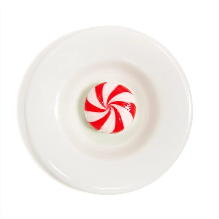 Shiny, clear No-Bake Peppermint Candy Bowl, beautifully shaped and perfect for holiday entertaining needs.