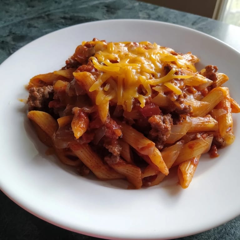 One-pot Easy Beef Enchilada Pasta features tender pasta, ground beef, and a savory sauce for dinner.
