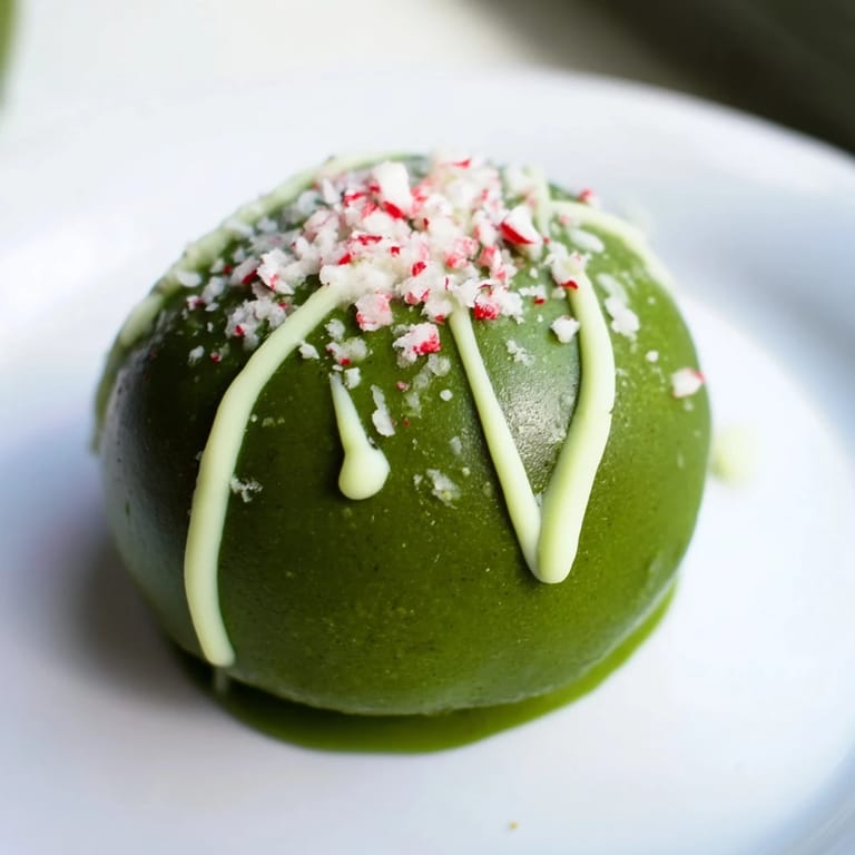 Mouthwatering image of Matcha Dark Chocolate Peppermint Truffles – a decadent treat with dark chocolate and mint.