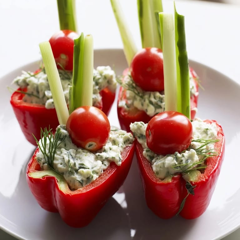Fresh Blooming Tulip Veggie Cups showcasing vibrant bell peppers, green onions, and a delicious cheese filling.